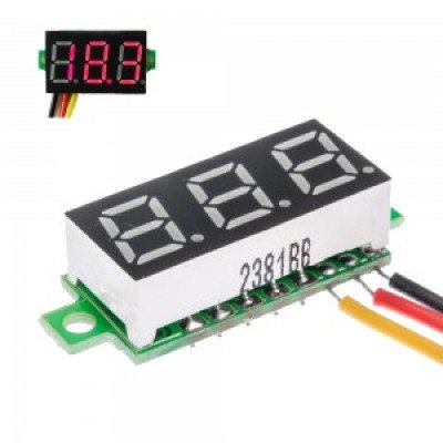 0.72 cm (0.28 inch) 0-100V Three Wire DC Voltmeter Yellow - TEKTOWN