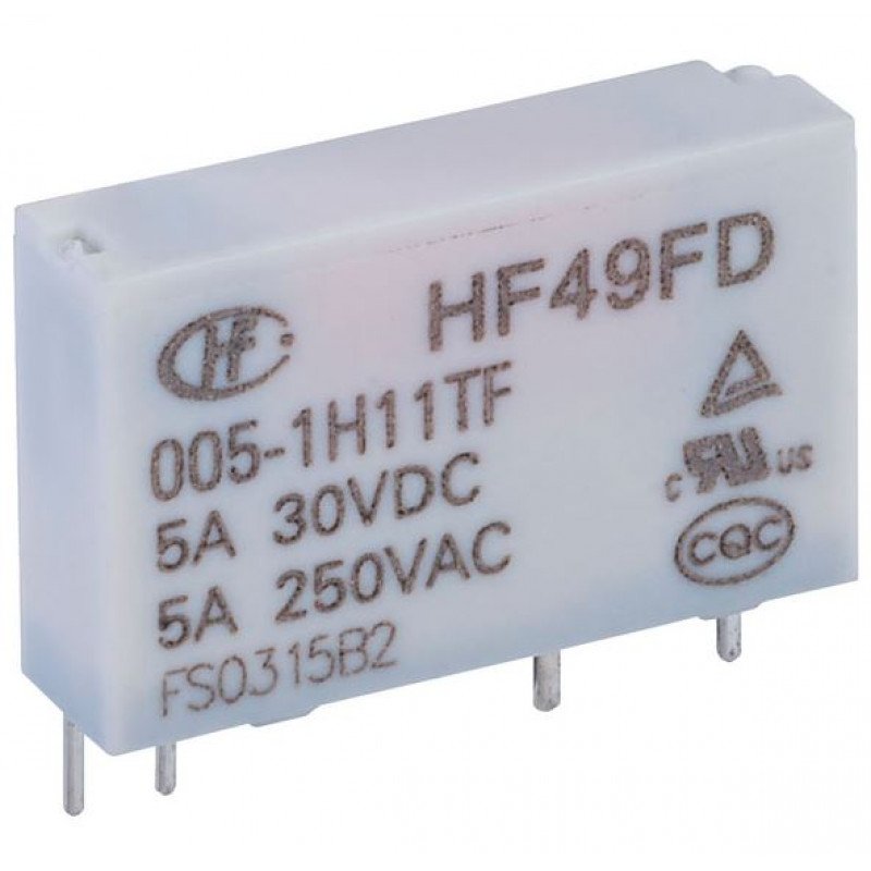 Hongfa 5V 5A DC HF49FD/005-1H11TF 4 Pin SPST Miniature Power Relay ...